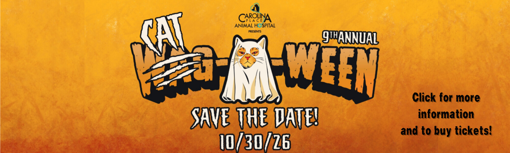 Carolina Place Animal Hospital presents the 9th Annual Wag-O-Ween, Save the Date 10/30/26. Click for more information and to buy tickets.